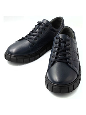 Σκούρα μπλε αθλητικά δερμάτινα παπούτσια-81098-€ 51.74