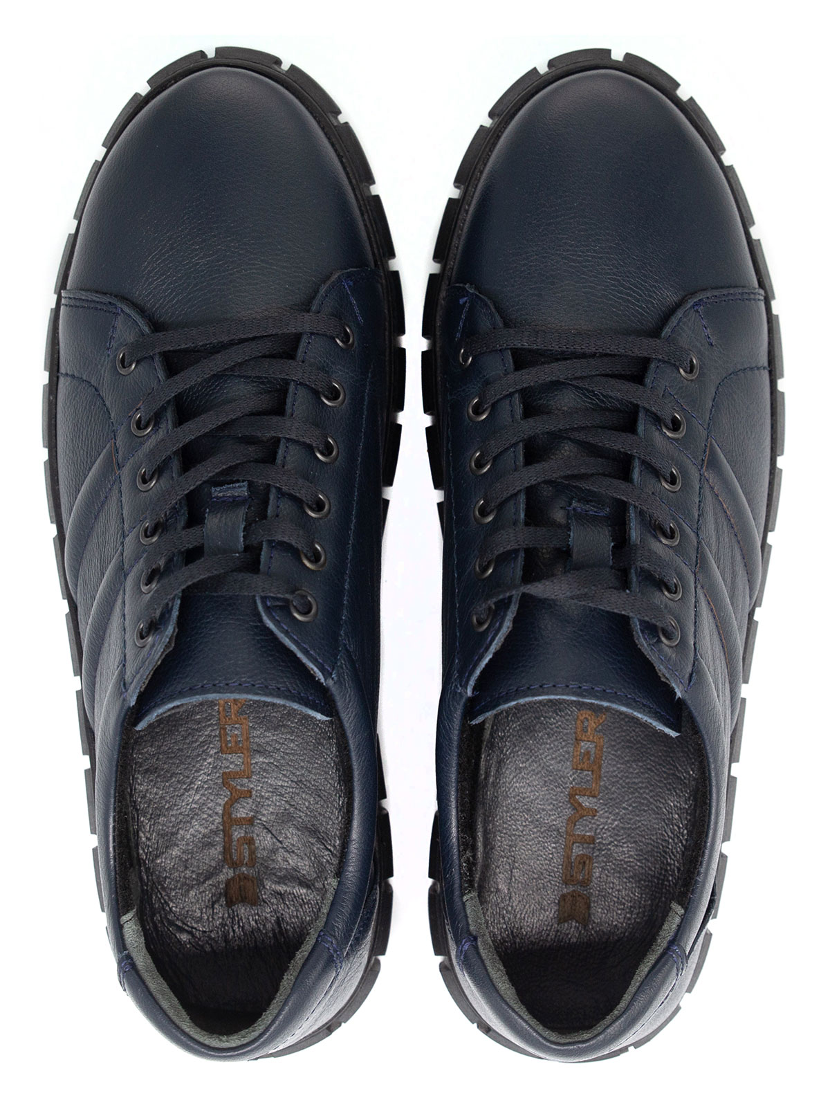 Σκούρα μπλε αθλητικά δερμάτινα παπούτσια - 81098 - € 41.62 img2