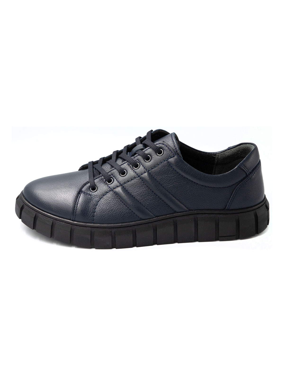 Σκούρα μπλε αθλητικά δερμάτινα παπούτσια - 81098 - € 41.62 img3