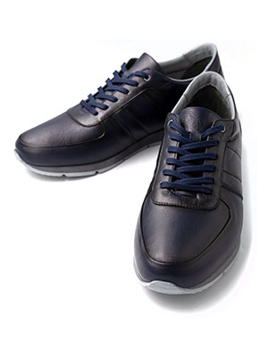 Ανδρικά δερμάτινα παπούτσια σε μπλε χρώμ-81099-€ 51.74