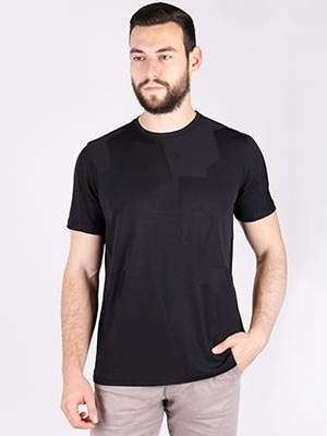  μαύρο μπλουζάκι με αφηρημένο ανάγλυφο  - 88006 - € 6.75