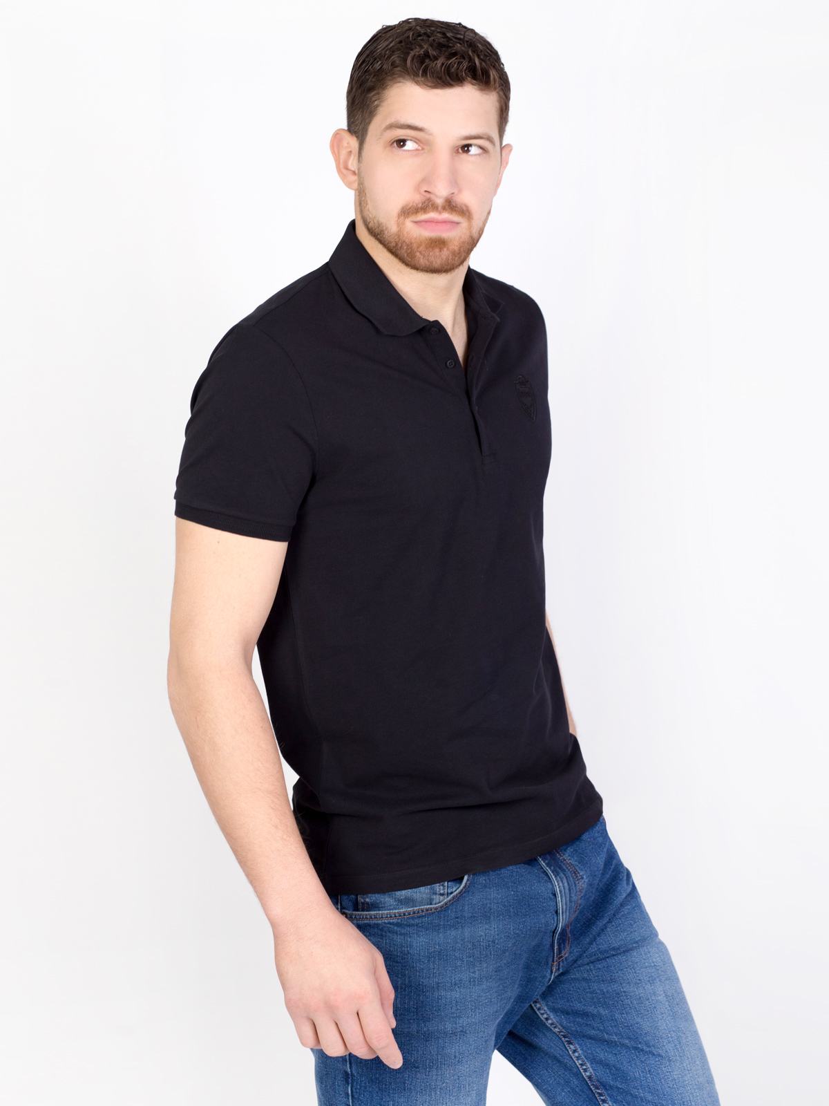 Black plain tshirt with embroidered log - 93341 € 16.31 img2