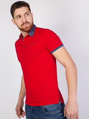 bluză roșie cu guler din denim  - 93402 - € 25.87