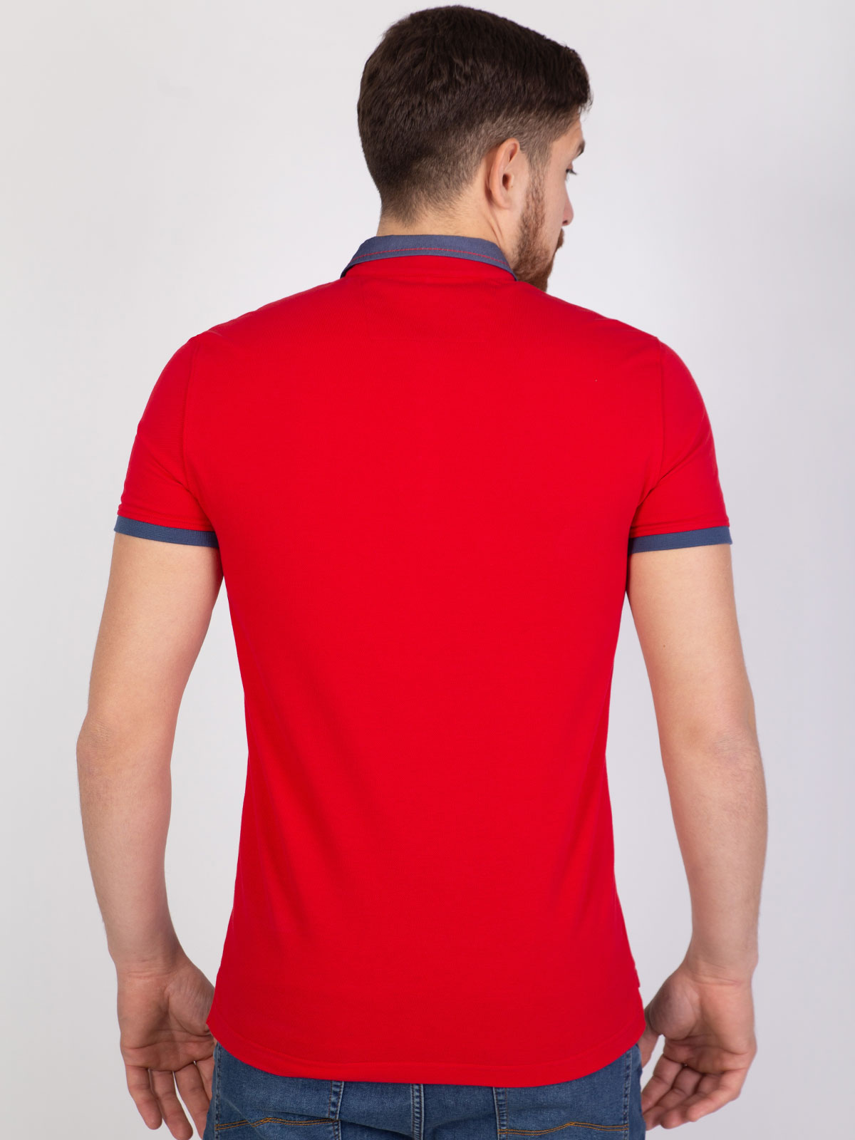  bluză roșie cu guler din denim  - 93402 € 25.87 img4