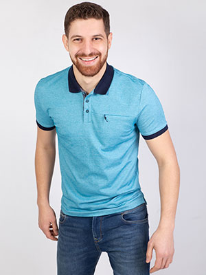 Κοντομάνικη μπλούζα σε μπλε μελανζέ - 93404 - € 32.62
