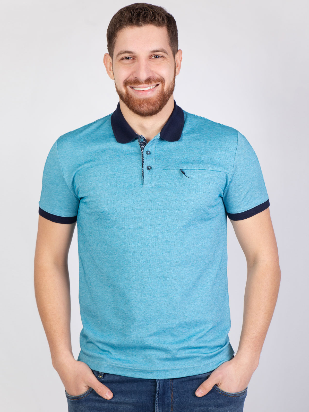 Κοντομάνικη μπλούζα σε μπλε μελανζέ - 93404 € 32.62 img3