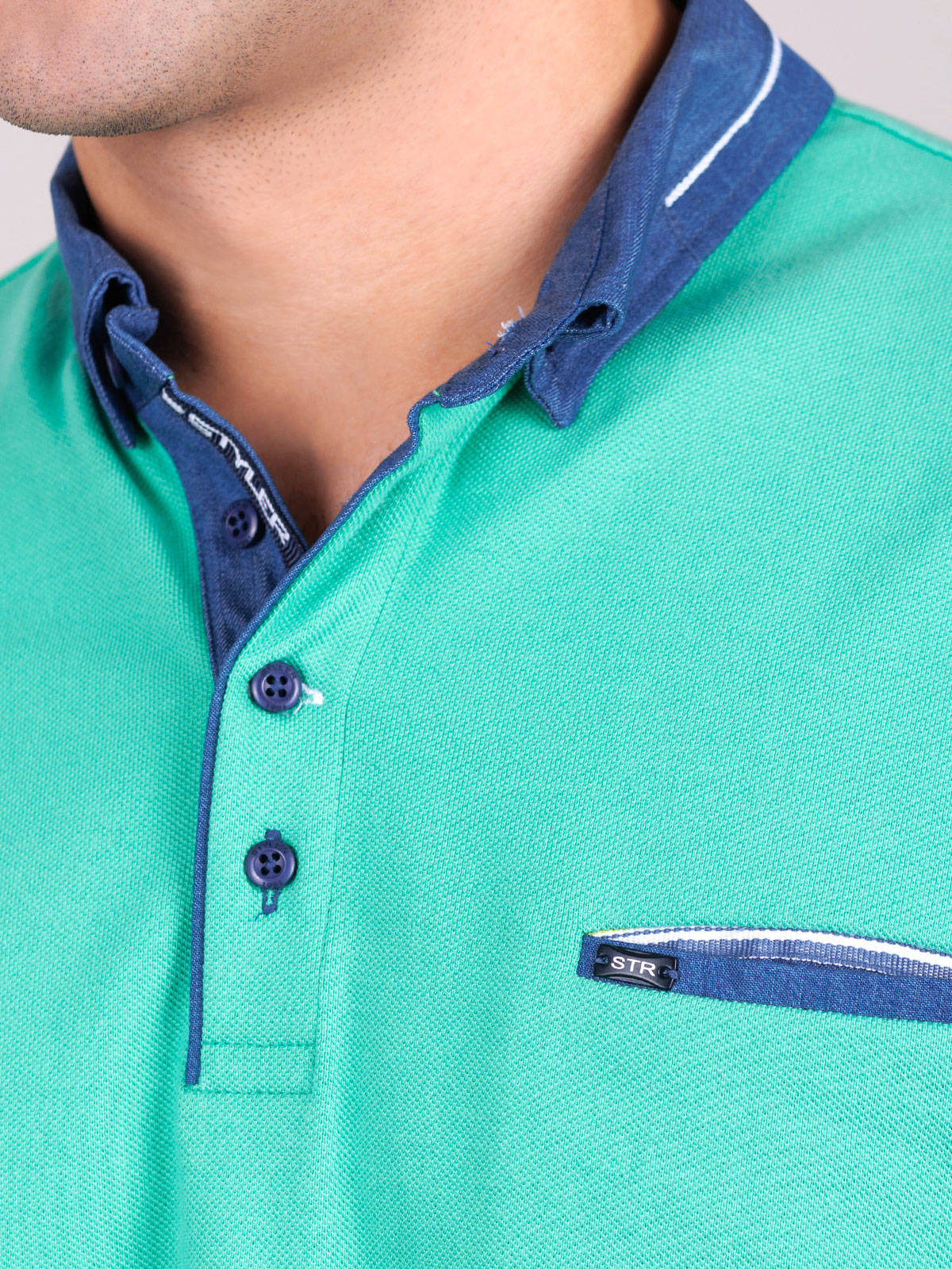 Μπλουζάκι σε πράσινο χρώμα με τζιν γιακά - 93414 € 30.93 img2