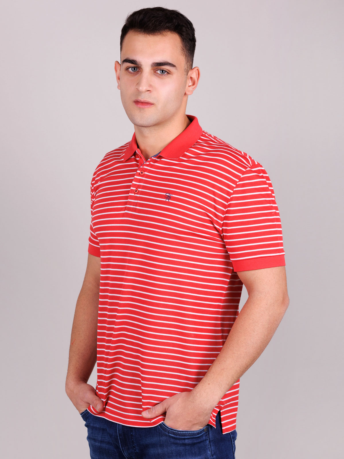 Tshirt in coral with white stripe - 93417 € 38.24 img2