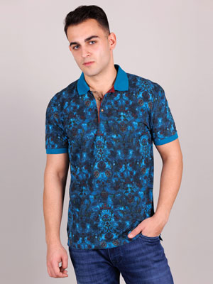 Tshirt dark turquoise with flowers-93427-€ 40.49