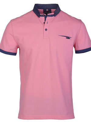 Bluza roz cu guler albastru denim - 93430 - € 42.74