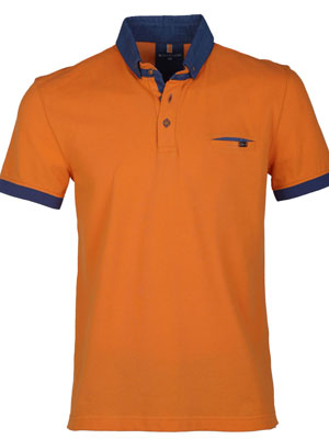 Blouse in orange with denim collar-93431-€ 42.74