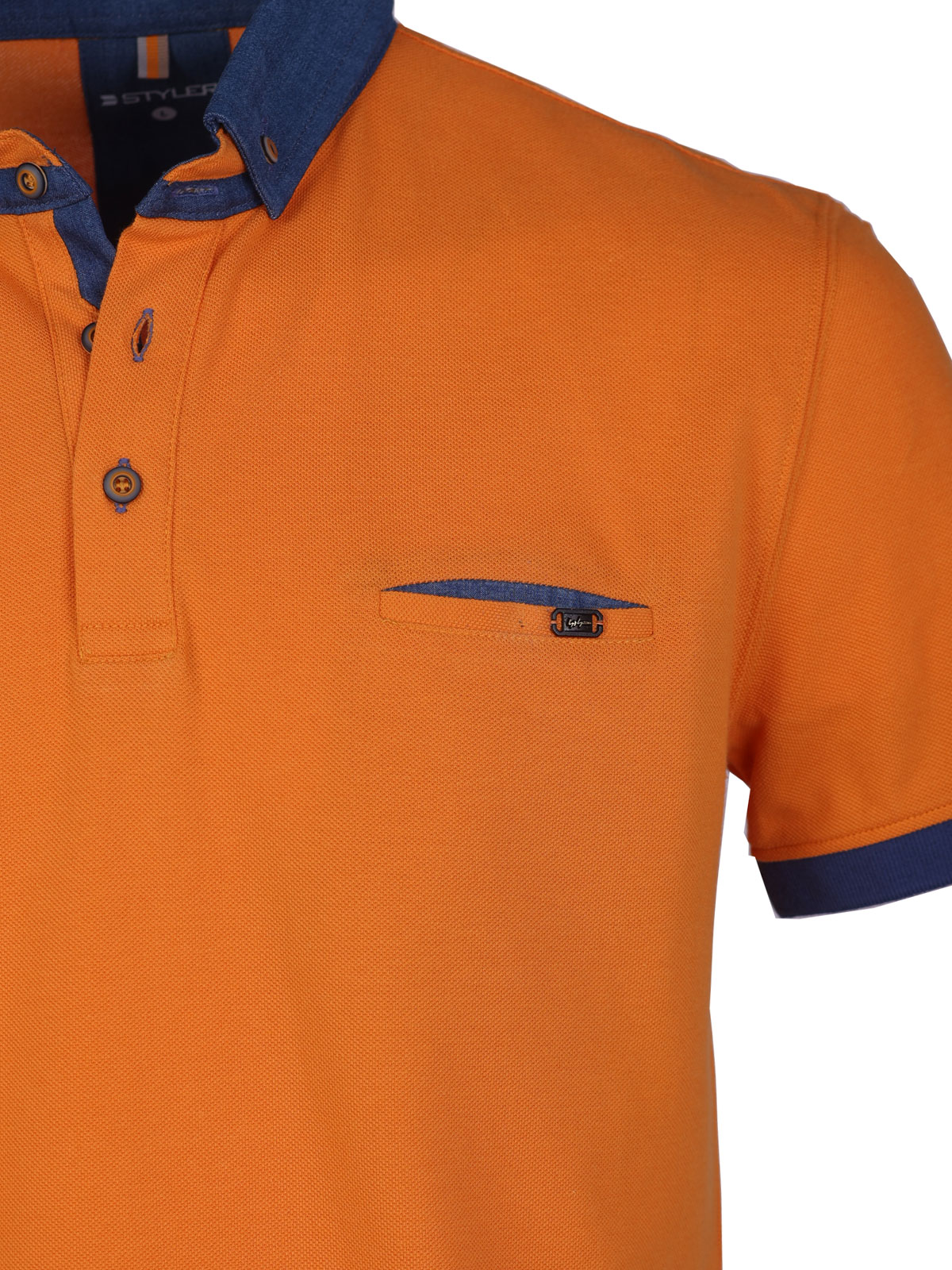 Blouse in orange with denim collar - 93431 € 42.74 img2