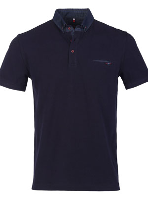 Blouse with short sleeves in dark blue-93433-€ 42.74