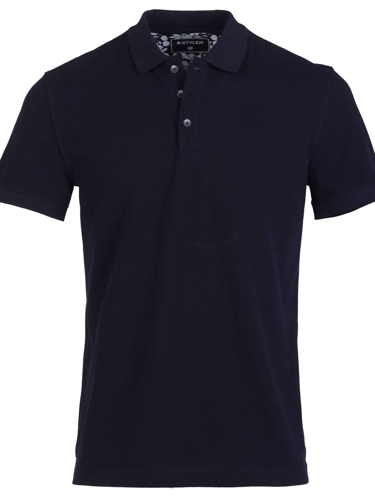 Blouse in dark blue with a knitted colla - 93436 € 37.12 img1