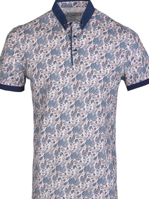 Μπλουζάκι σε μπεζ χρώμα με εμπριμέ φύλλα - 93443 - € 42.74