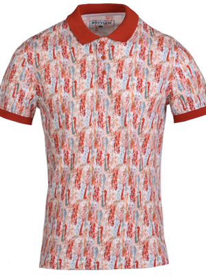 item:Tshirt με γιακά από τούβλα και στάμπα - 93445 - € 42.74