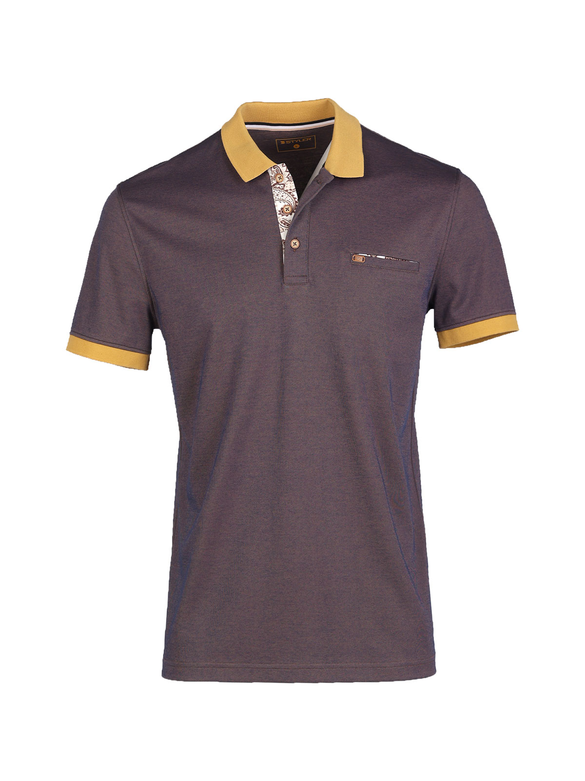 Tricou pentru bărbați în melange maro - 93454 € 38.81 img1