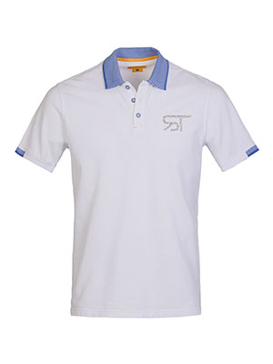 White tshirt with light blue collar - 93455 - € 41.62