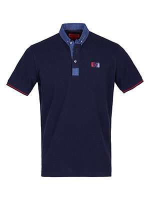 Mens tshirt in dark blue with denim col-93461-€ 47.24