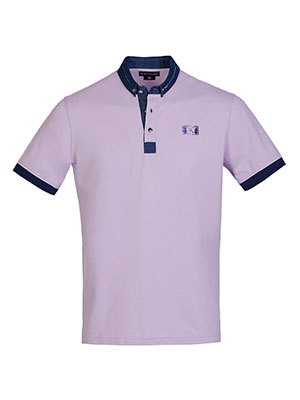 Mens purple denim collar tshirt - 93463 - € 47.24