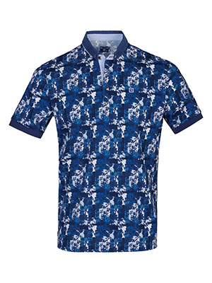 Mens tshirt with blue squares and flowe-93469-€ 47.24