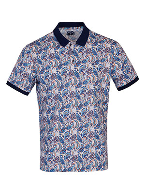 Ανδρικό λευκό μπλουζάκι με μπλε paisley - 93474 - € 44.43