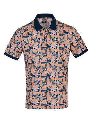 Mens tshirt in peach with blue print - 93478 - € 44.43