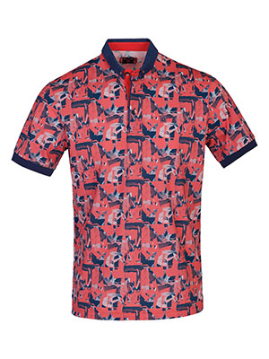 Mens tshirt in coral with blue print-93479-€ 47.24