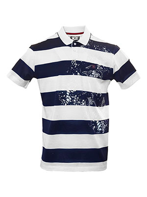 Tricou bărbătesc cu dungi late albe și a-93493-177 Lei