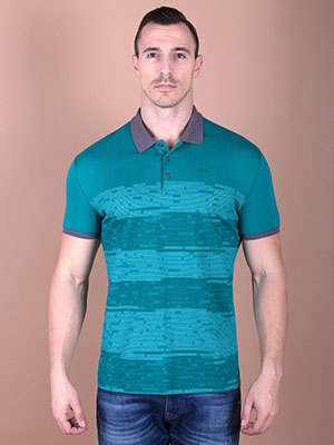 Bluză turcoaz cu guler tricotat - 94363 - € 10.69