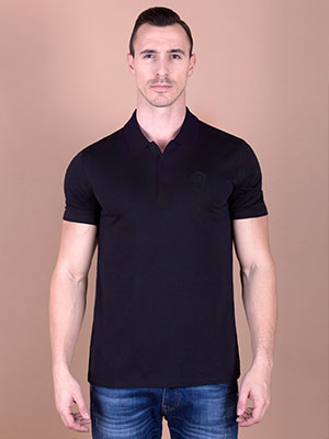 Blouse in black with embroidered logo - 94370 - € 16.31