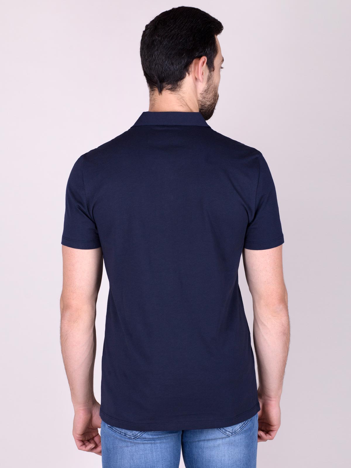  plain blouse with collar in dark blue  - 94378 € 16.31 img2