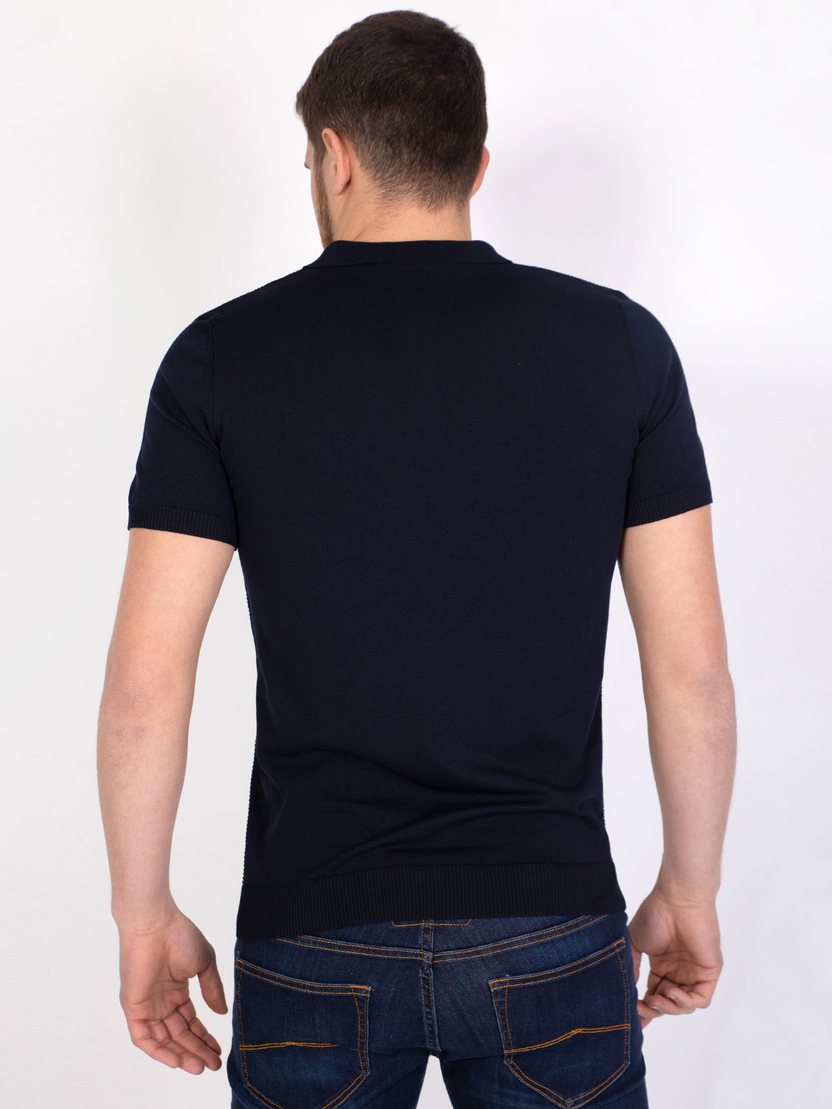 Πλεκτό μπλουζάκι σε σκούρο μπλε - 94404 € 32.06 img2
