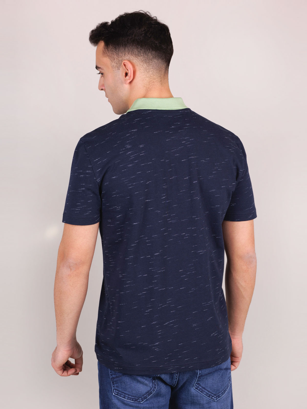Tshirt in blue melange with knitted col - 94408 € 23.62 img2