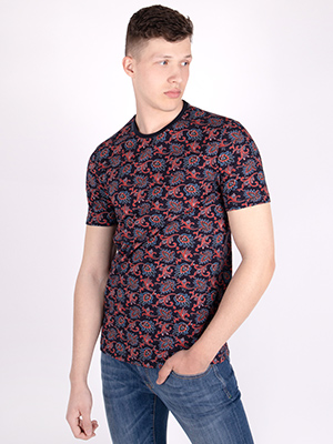 Tshirt in navy blue with floral motifs - 95360 - € 16.31