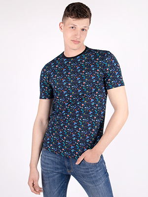 Dark blue tshirt with floral print - 95361 - € 16.31