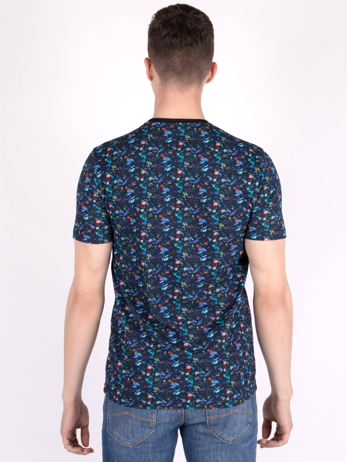 Dark blue tshirt with floral print - 95361 € 16.31 img4