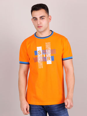Tricou portocaliu cu imprimeu - 95363 - € 19.12