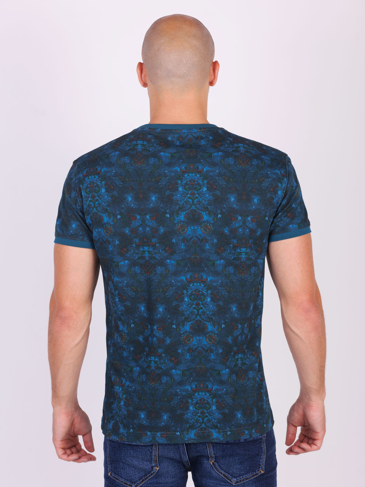 Tshirt turquoise with flowers - 95369 € 32.62 img2