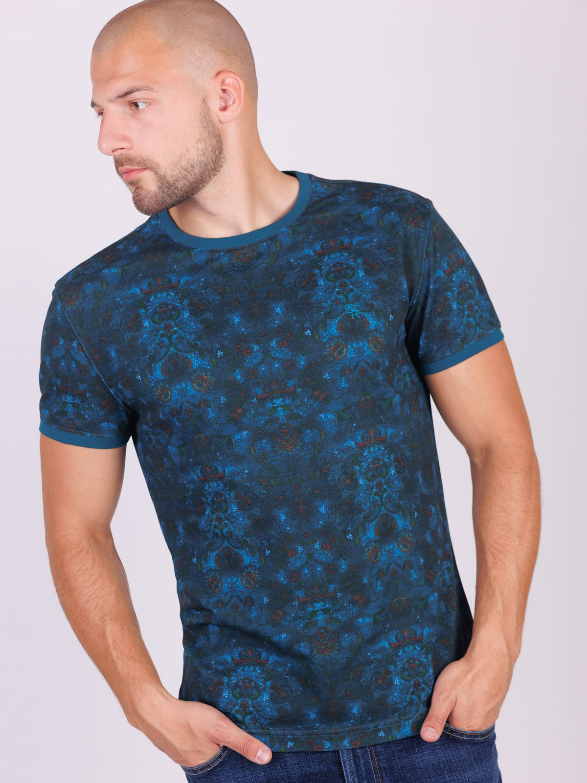 Tshirt turquoise with flowers - 95369 € 32.62 img4