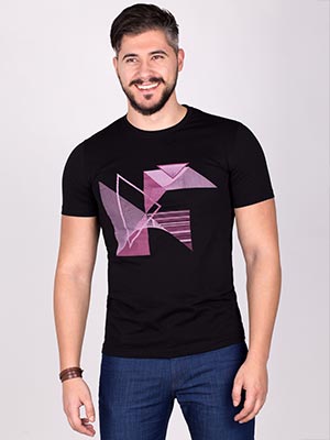 Μπλουζάκι σε μαύρο χρώμα με στάμπα κυκλ - 96345 - € 6.75