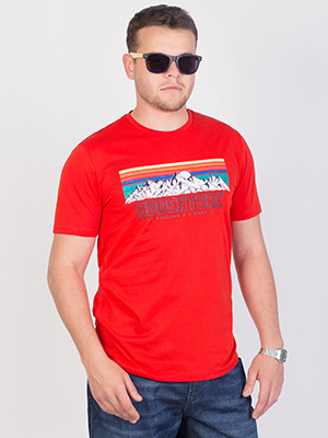 Κόκκινο μπλουζάκι με τύπωμα adventure - 96418 - € 16.31