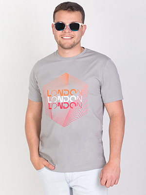 Gray cotton tshirt with print - 96426 - € 16.31