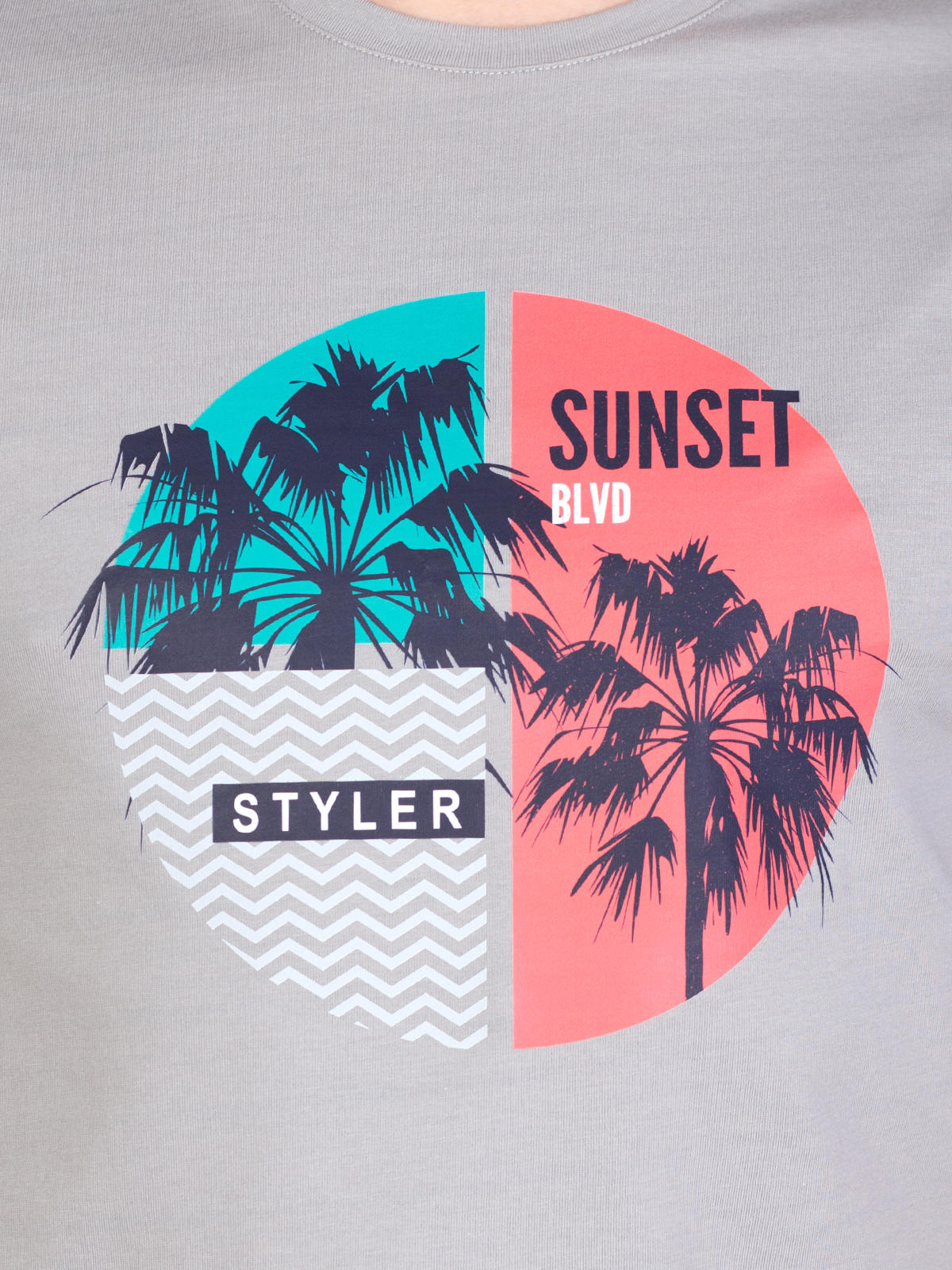 Gray cotton tshirt with sunset print - 96427 € 16.31 img2