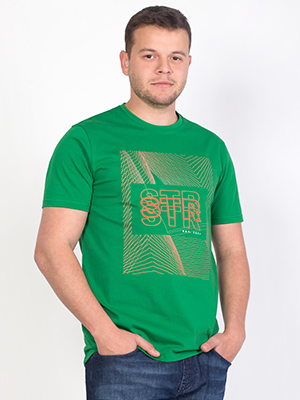 Tricou verde aprins cu imprimeu - 96429 - € 16.31
