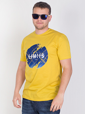 item:Κίτρινο μπλουζάκι με μπλε στάμπα - 96437 - € 23.62