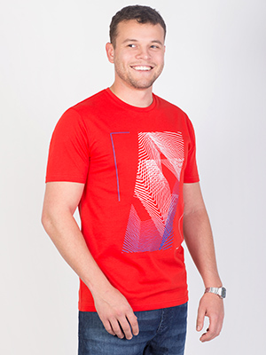 Μπλουζάκι σε κόκκινο χρώμα με κυματιστή - 96439 - € 23.62