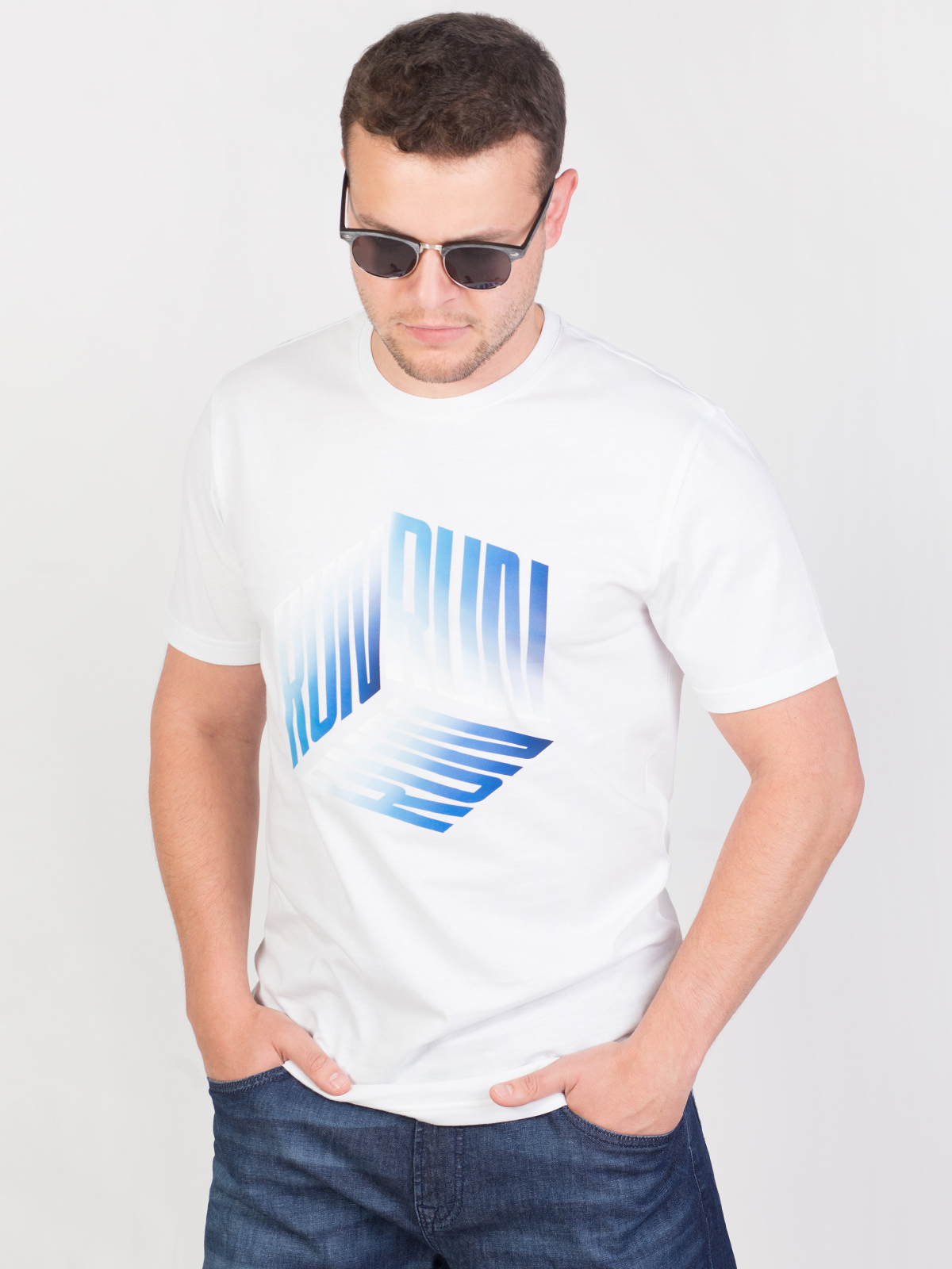 White tshirt with blue run print - 96440 € 12.37 img3