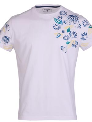 Tshirt in white with blue leaves - 96471 - € 27.56