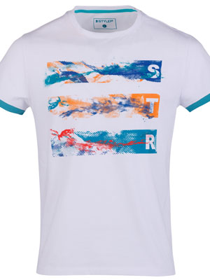 White tshirt with printed colorful line-96473-€ 27.56